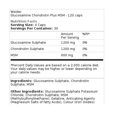 Glucosamine Chondrotin Plus MSM Weider - 120 capsules