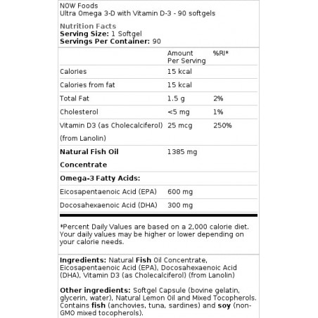 Ultra Omega 3-D with Vitamin D-3 - 180 softgels