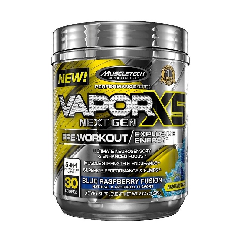 Vapor X5 Next Gen Pre-Workout, Blue Raspberry - 228g