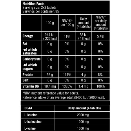 BCAA + B6 100 tablettes Biotech USA Composition