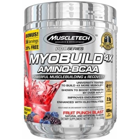 MyoBuild 4X Amino-BCAA, Fruit Punch Blast - 332g