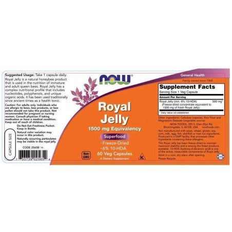 Royal Jelly, 1500mg Equivalency - 60 vcaps